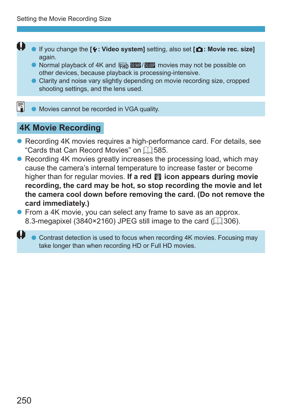 4k movie recording | Canon EOS RP Mirrorless Camera User Manual | Page 250 / 612