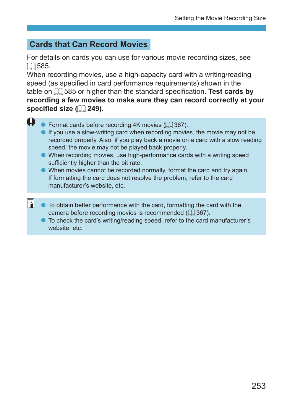 Cards that can record movies | Canon EOS RP Mirrorless Camera User Manual | Page 253 / 612