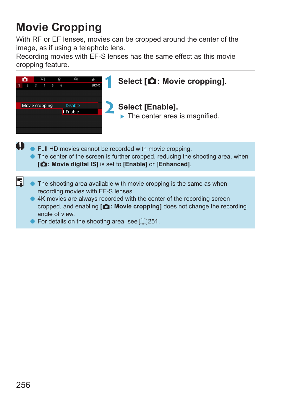 Movie cropping | Canon EOS RP Mirrorless Camera User Manual | Page 256 / 612