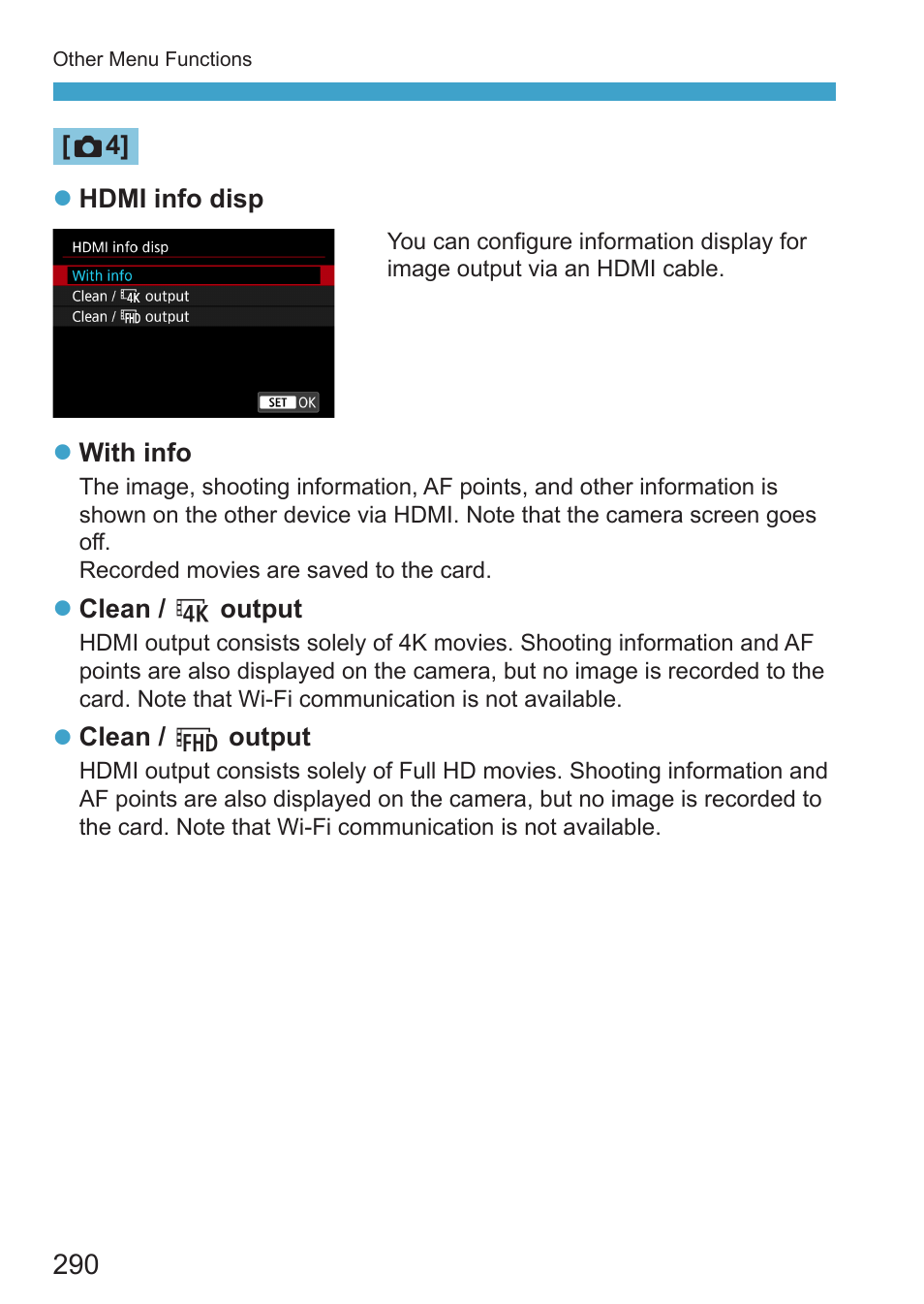 Hdmi output | Canon EOS RP Mirrorless Camera User Manual | Page 290 / 612