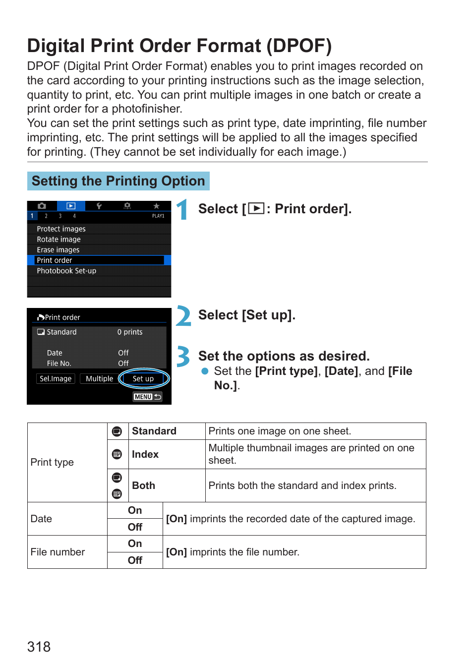 Digital print order format (dpof) | Canon EOS RP Mirrorless Camera User Manual | Page 318 / 612