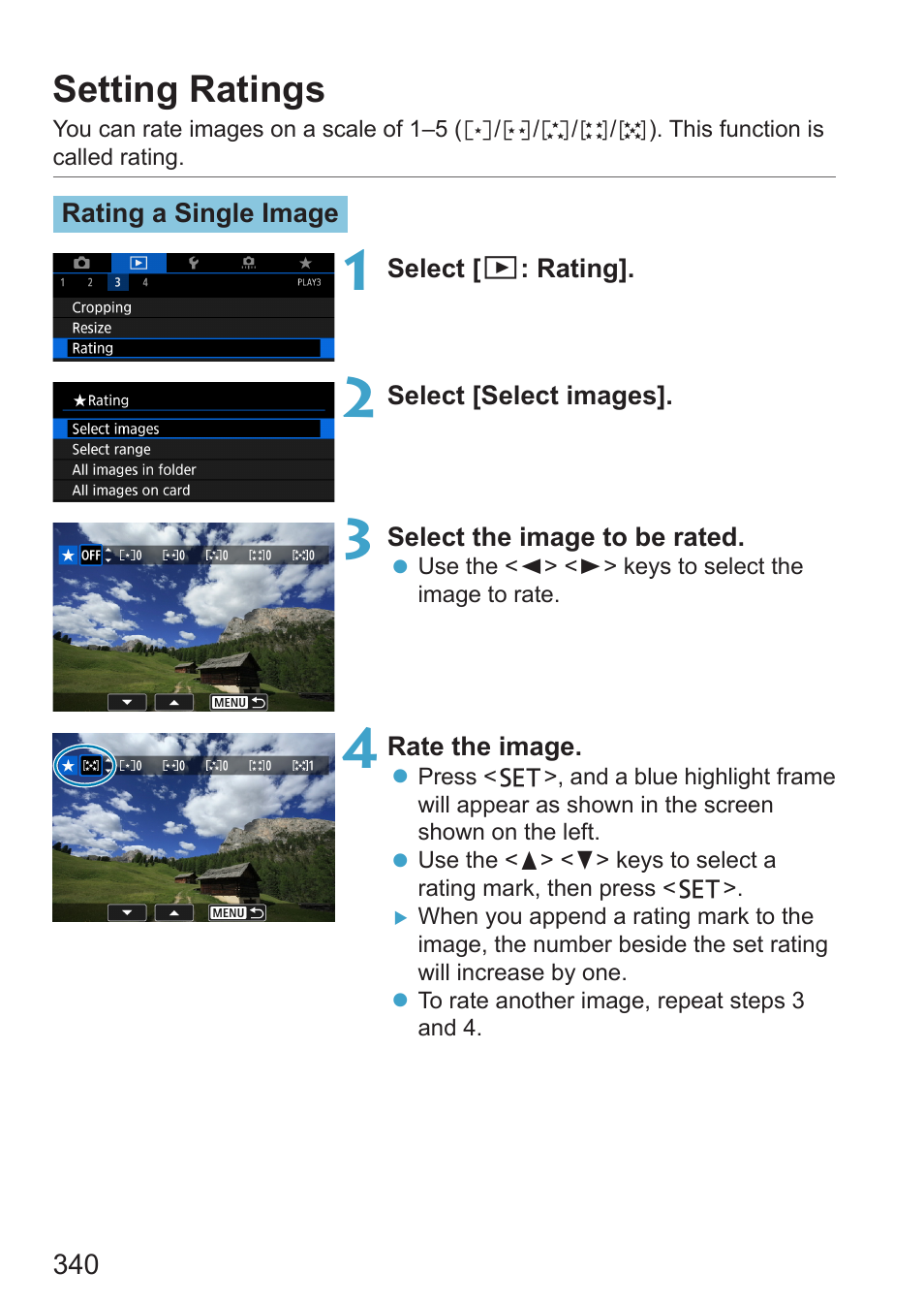 Setting ratings | Canon EOS RP Mirrorless Camera User Manual | Page 340 / 612