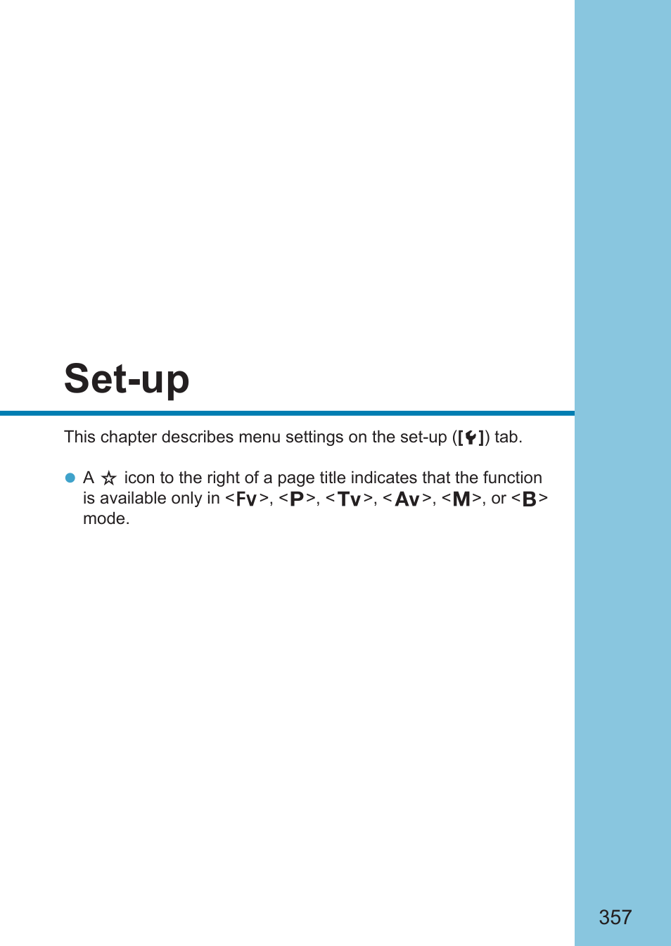 Set-up, Set-up 357 | Canon EOS RP Mirrorless Camera User Manual | Page 357 / 612