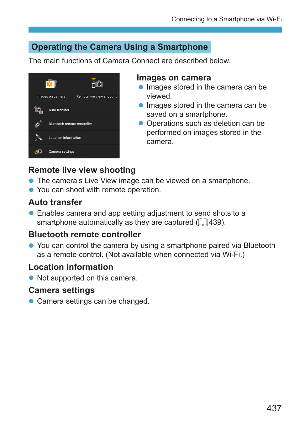 Control the camera remotely from a smartphone | Canon EOS RP Mirrorless Camera User Manual | Page 437 / 612