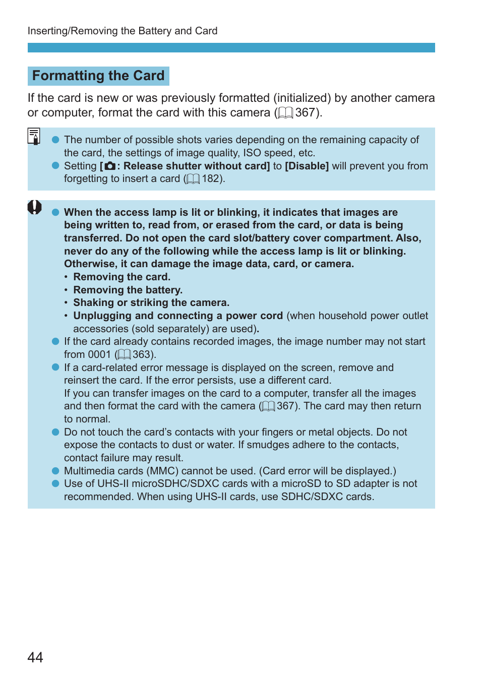 Formatting the card | Canon EOS RP Mirrorless Camera User Manual | Page 44 / 612