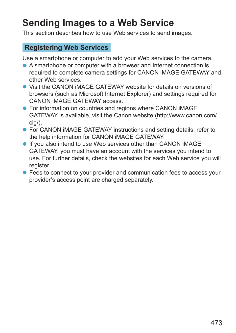 Sending images to a web service, Eb services | Canon EOS RP Mirrorless Camera User Manual | Page 473 / 612