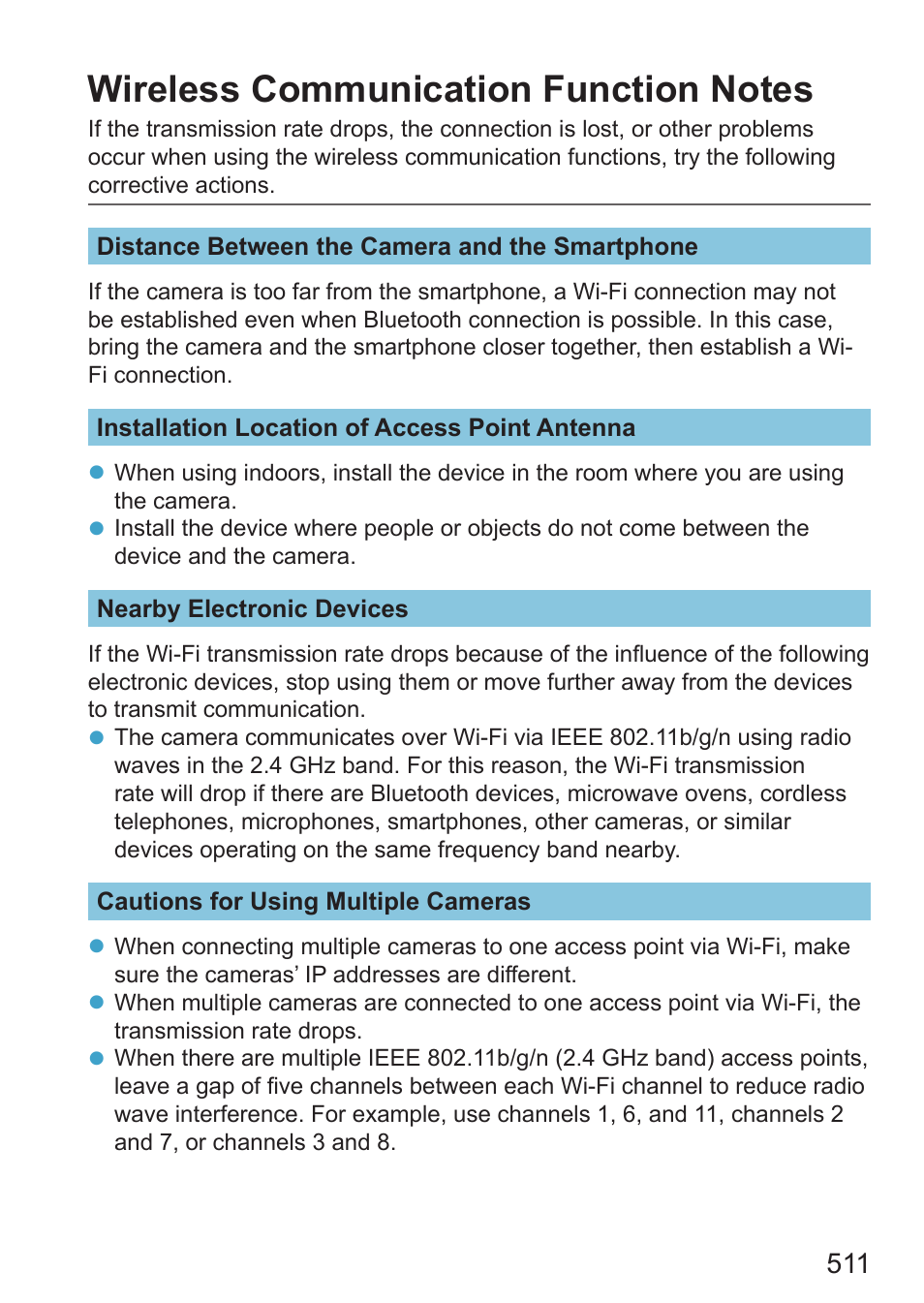 Wireless communication function notes | Canon EOS RP Mirrorless Camera User Manual | Page 511 / 612
