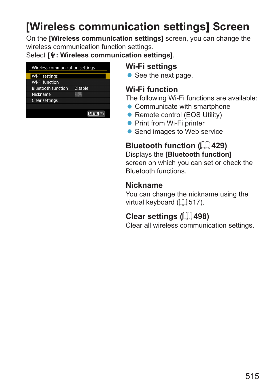 Wireless communication settings] screen, Wireless communication settings, Screen | Canon EOS RP Mirrorless Camera User Manual | Page 515 / 612