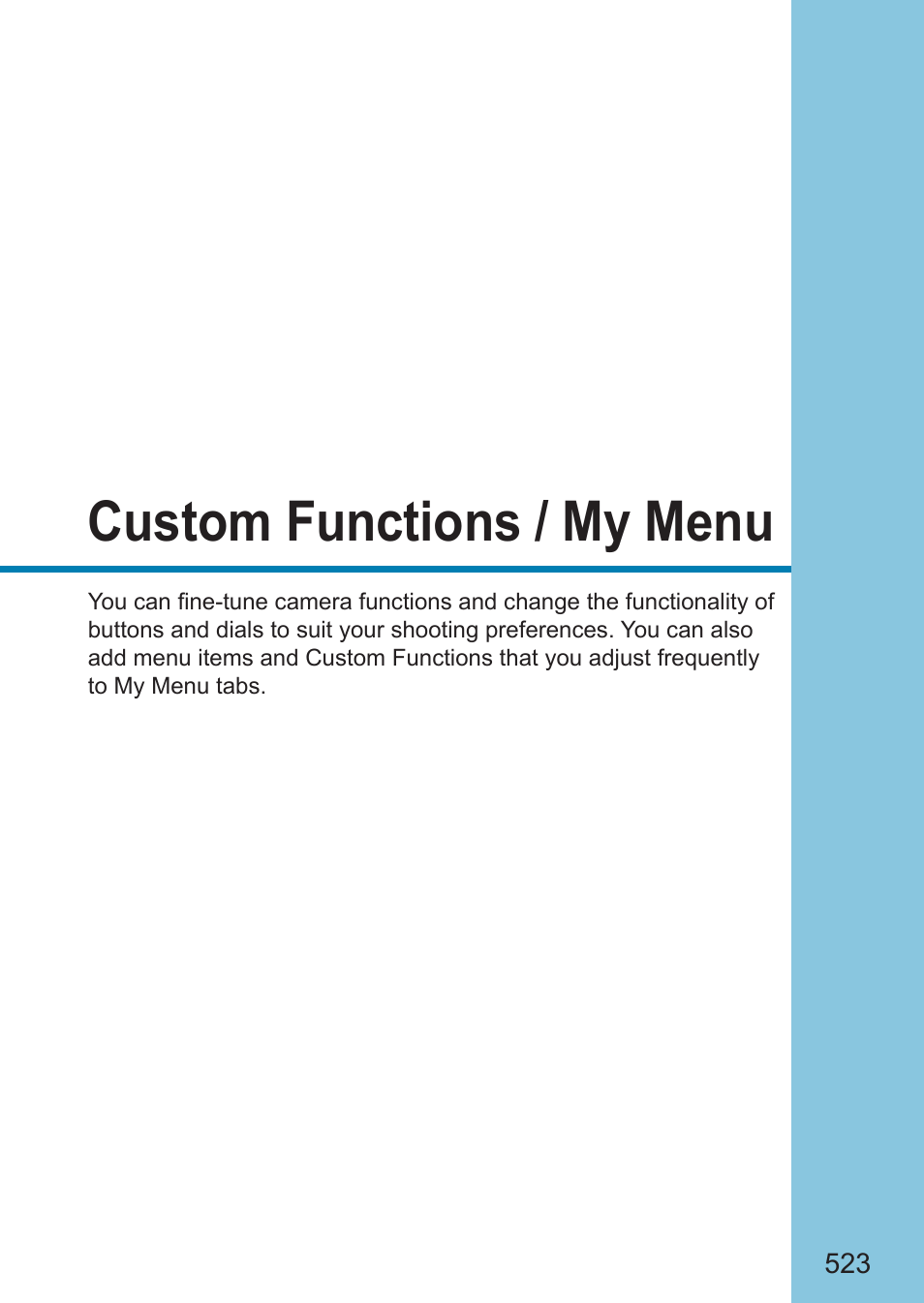Custom functions / my menu | Canon EOS RP Mirrorless Camera User Manual | Page 523 / 612