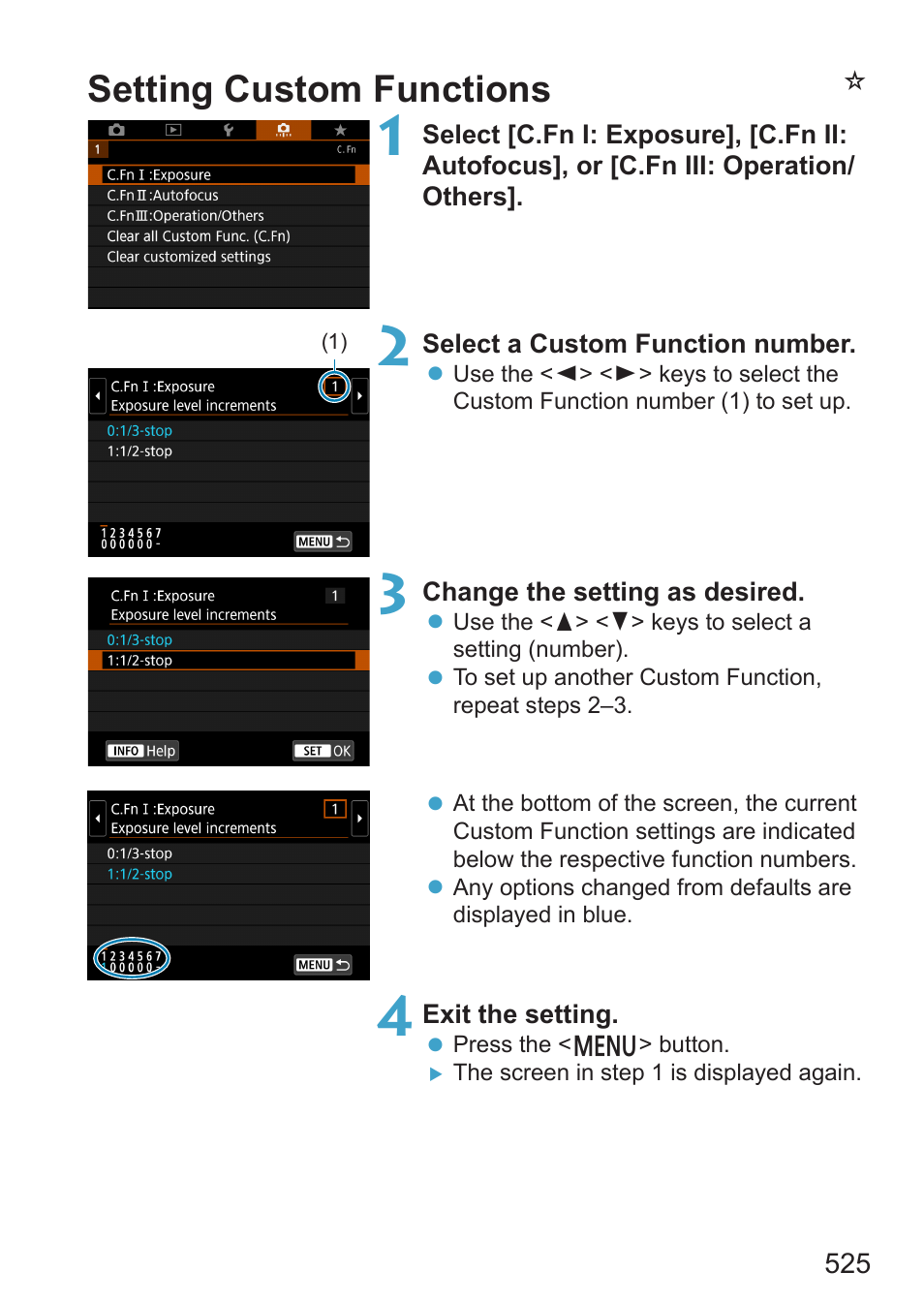 Setting custom functions, Nsetting custom functions | Canon EOS RP Mirrorless Camera User Manual | Page 525 / 612