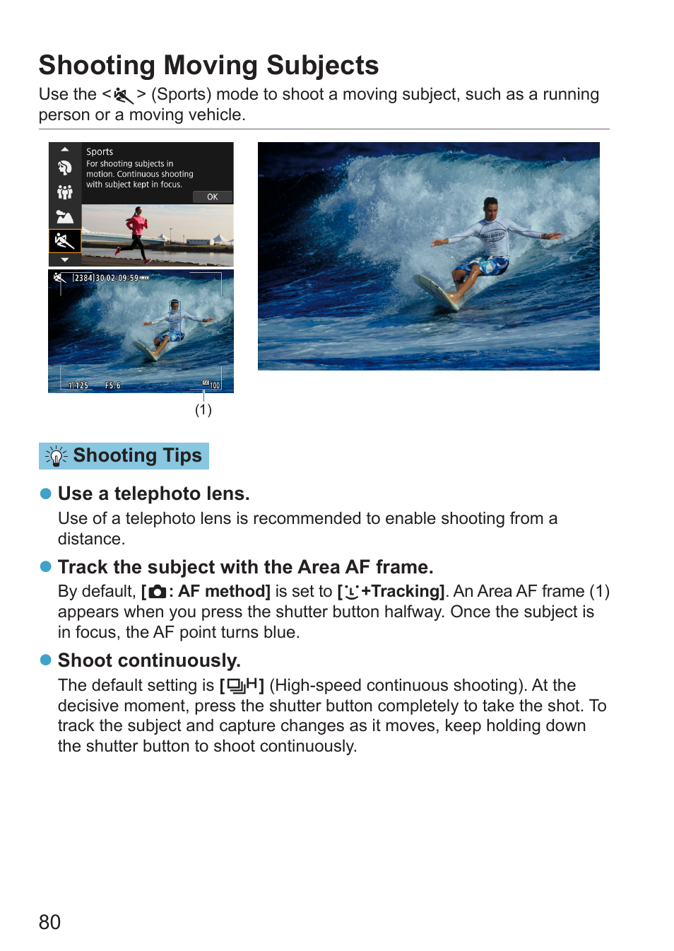 Shooting moving subjects | Canon EOS RP Mirrorless Camera User Manual | Page 80 / 612