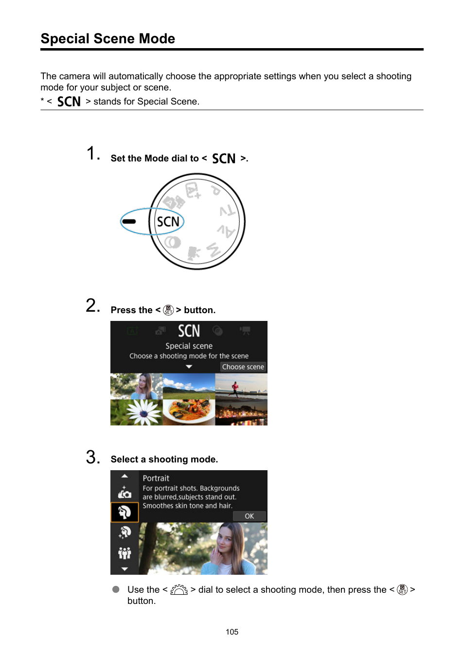 Special scene mode, Special scene | Canon EOS R50 Mirrorless Camera (White) User Manual | Page 105 / 810