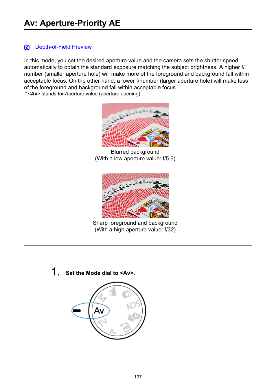 Av: aperture-priority ae, Aperture-priority ae | Canon EOS R50 Mirrorless Camera (White) User Manual | Page 137 / 810