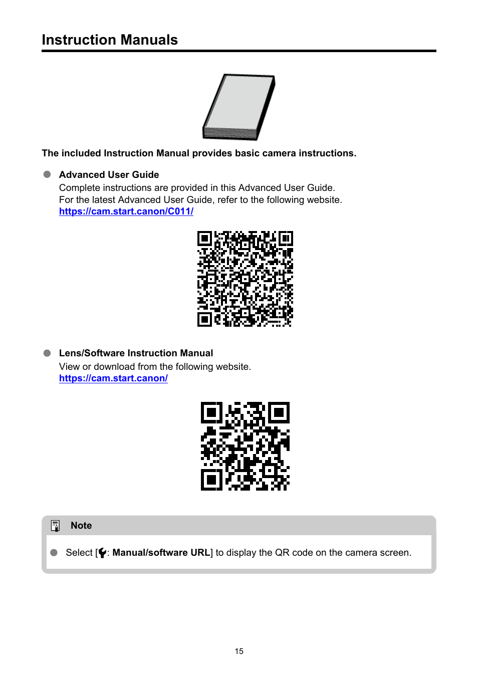 Instruction manuals | Canon EOS R50 Mirrorless Camera (White) User Manual | Page 15 / 810