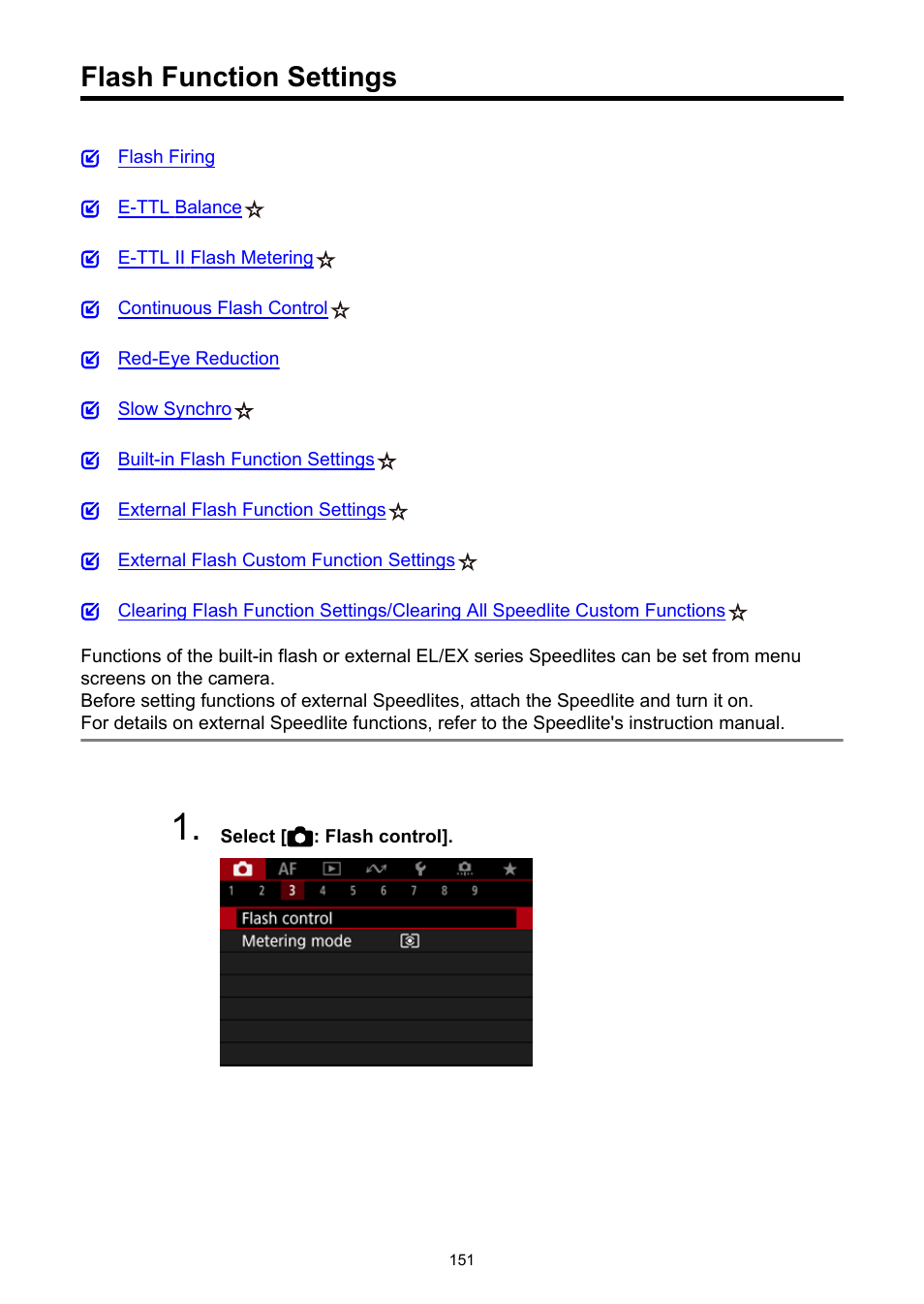 Flash function settings | Canon EOS R50 Mirrorless Camera (White) User Manual | Page 151 / 810