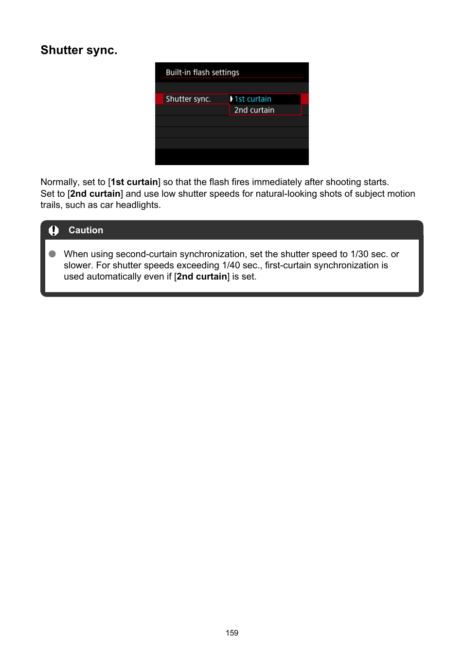 Shutter sync | Canon EOS R50 Mirrorless Camera (White) User Manual | Page 159 / 810