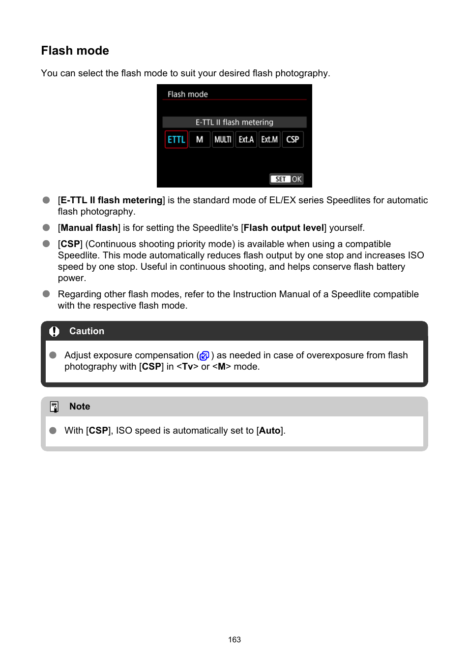Flash mode | Canon EOS R50 Mirrorless Camera (White) User Manual | Page 163 / 810