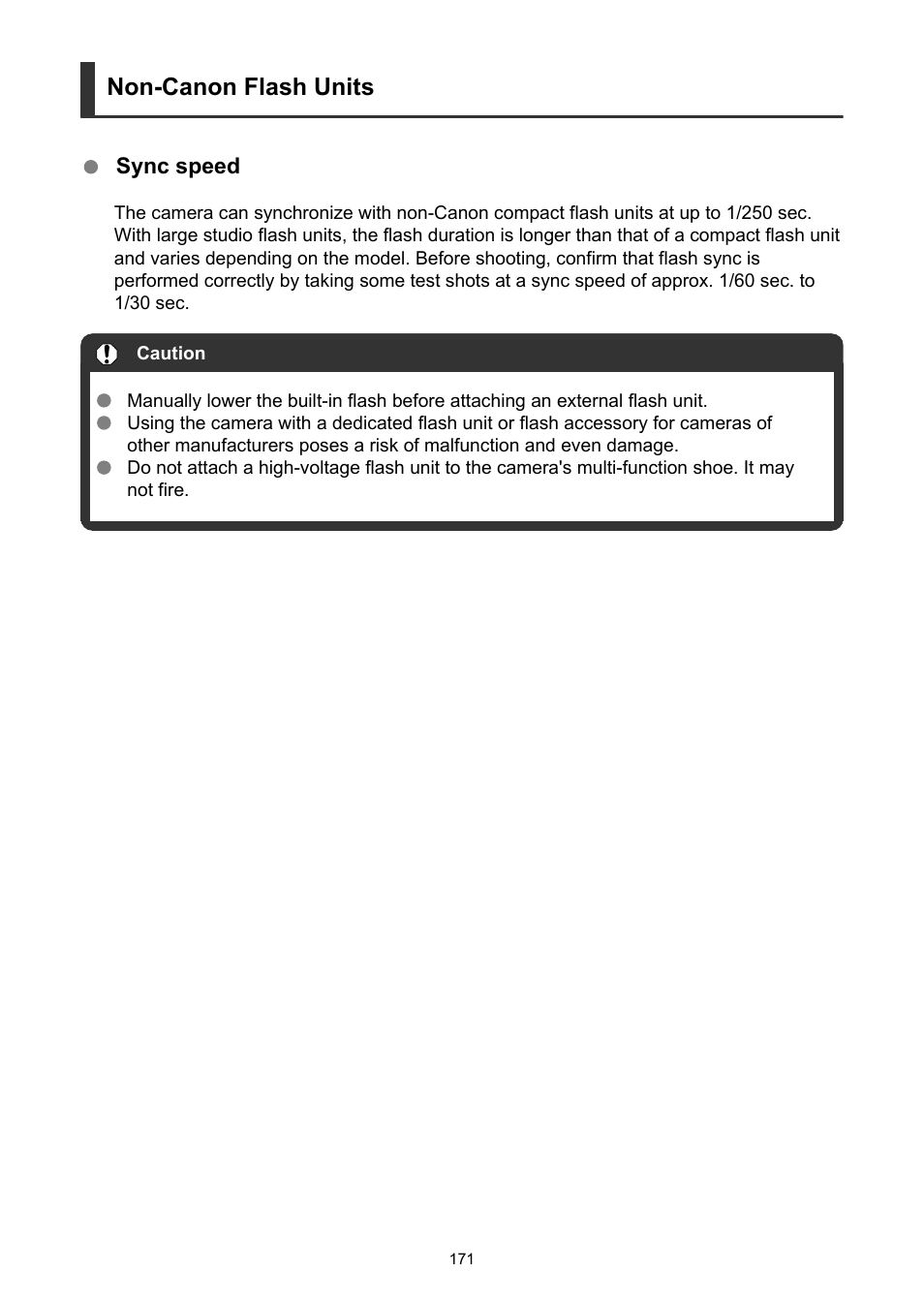 Non-canon flash units | Canon EOS R50 Mirrorless Camera (White) User Manual | Page 171 / 810