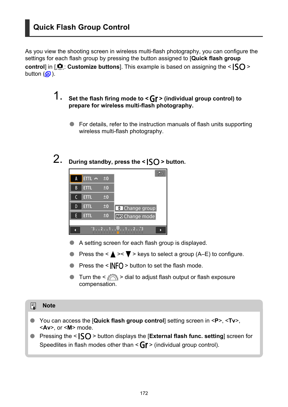 Quick flash group control | Canon EOS R50 Mirrorless Camera (White) User Manual | Page 172 / 810