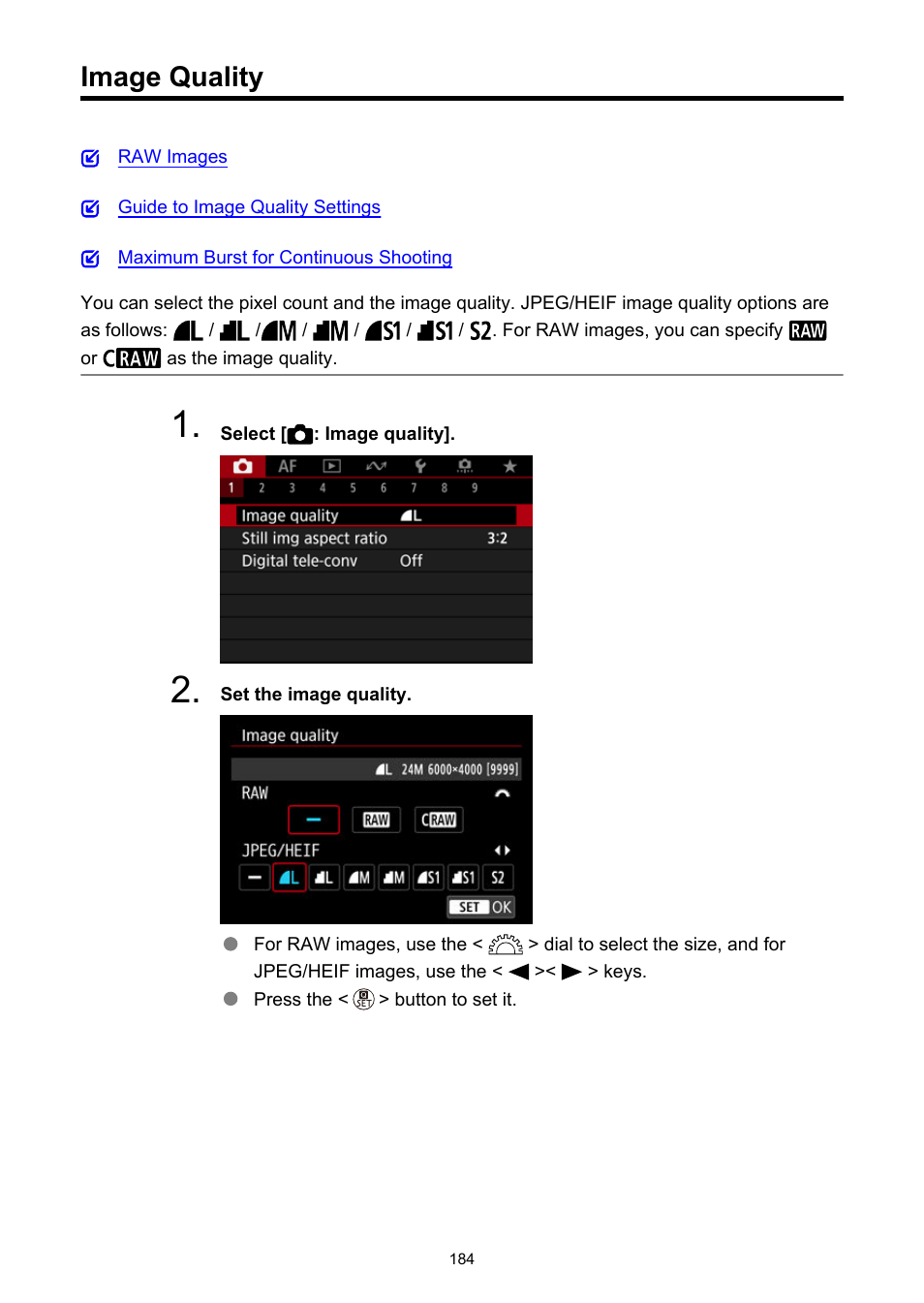 Image quality | Canon EOS R50 Mirrorless Camera (White) User Manual | Page 184 / 810