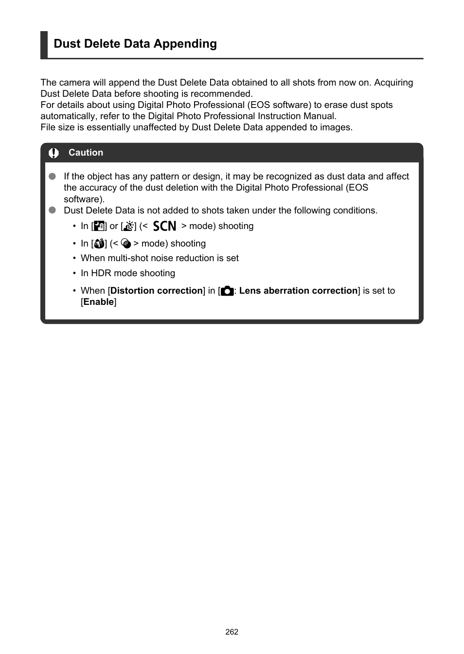 Dust delete data appending | Canon EOS R50 Mirrorless Camera (White) User Manual | Page 262 / 810