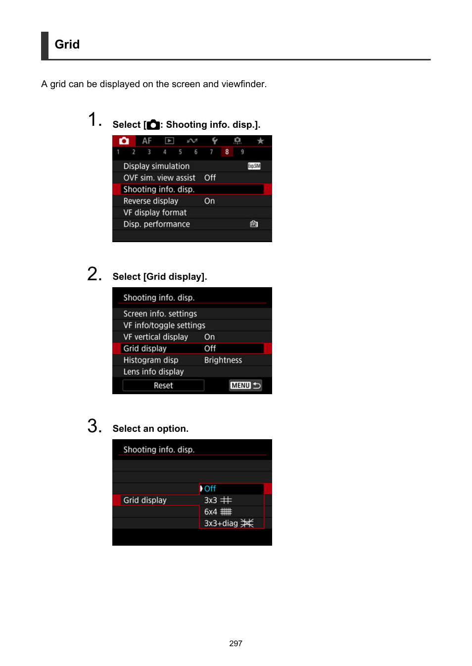 Grid | Canon EOS R50 Mirrorless Camera (White) User Manual | Page 297 / 810