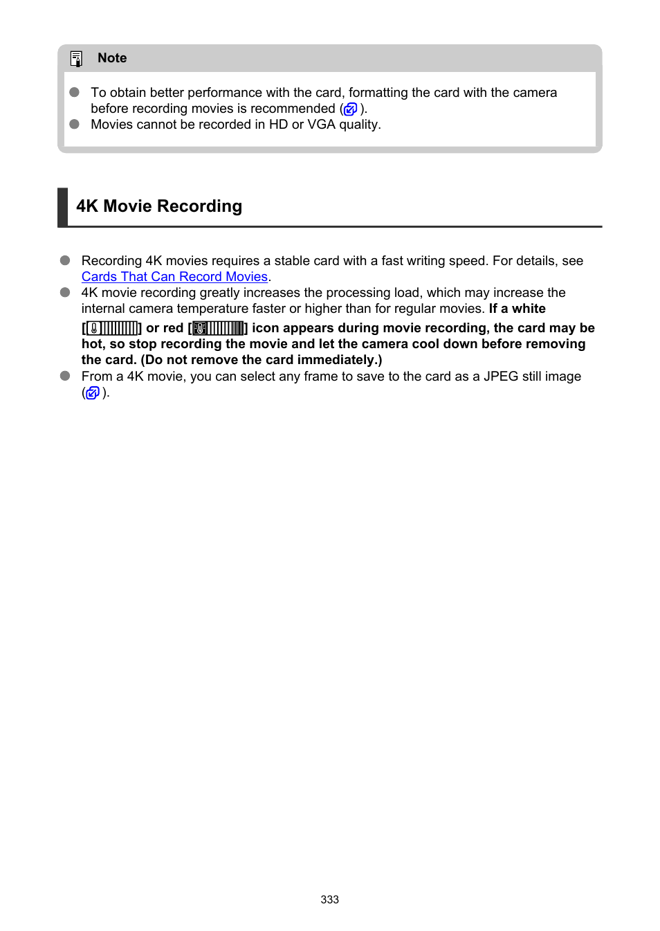 4k movie recording | Canon EOS R50 Mirrorless Camera (White) User Manual | Page 333 / 810