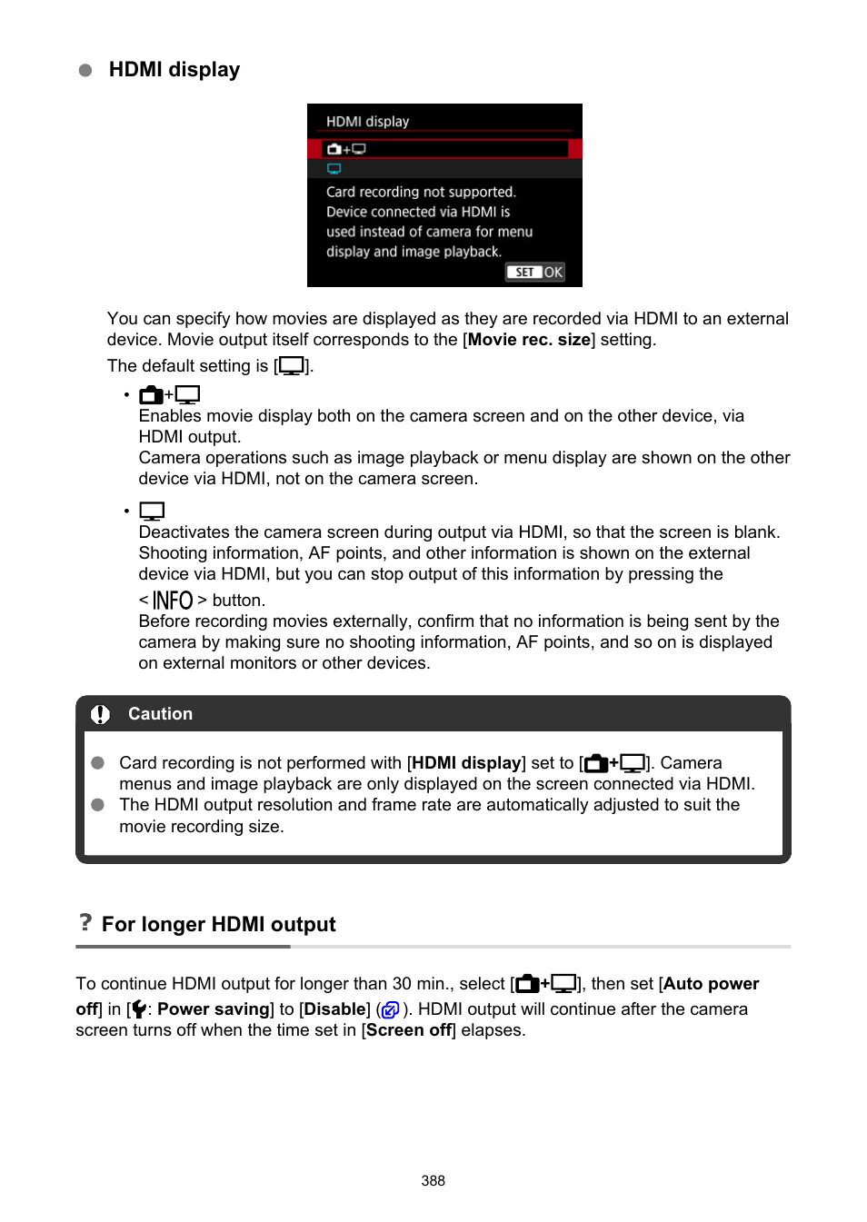 Hdmi display | Canon EOS R50 Mirrorless Camera (White) User Manual | Page 388 / 810