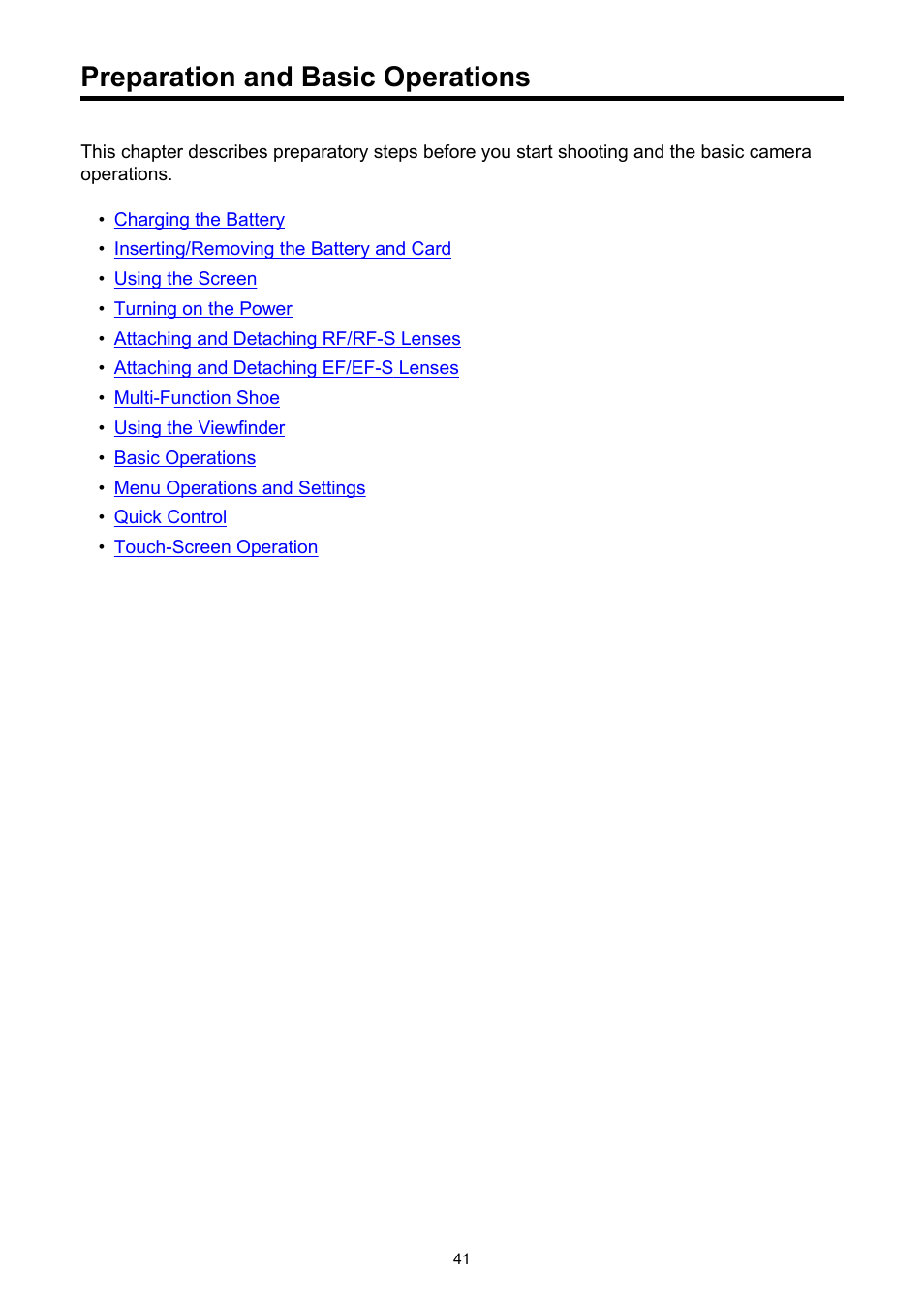 Preparation and basic operations | Canon EOS R50 Mirrorless Camera (White) User Manual | Page 41 / 810