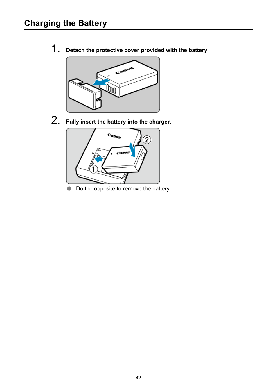 Charging the battery, Charger for battery pack lp-e17 | Canon EOS R50 Mirrorless Camera (White) User Manual | Page 42 / 810
