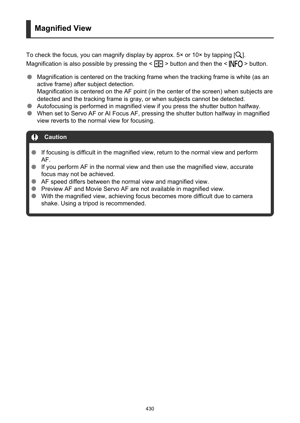 Magnified view | Canon EOS R50 Mirrorless Camera (White) User Manual | Page 430 / 810
