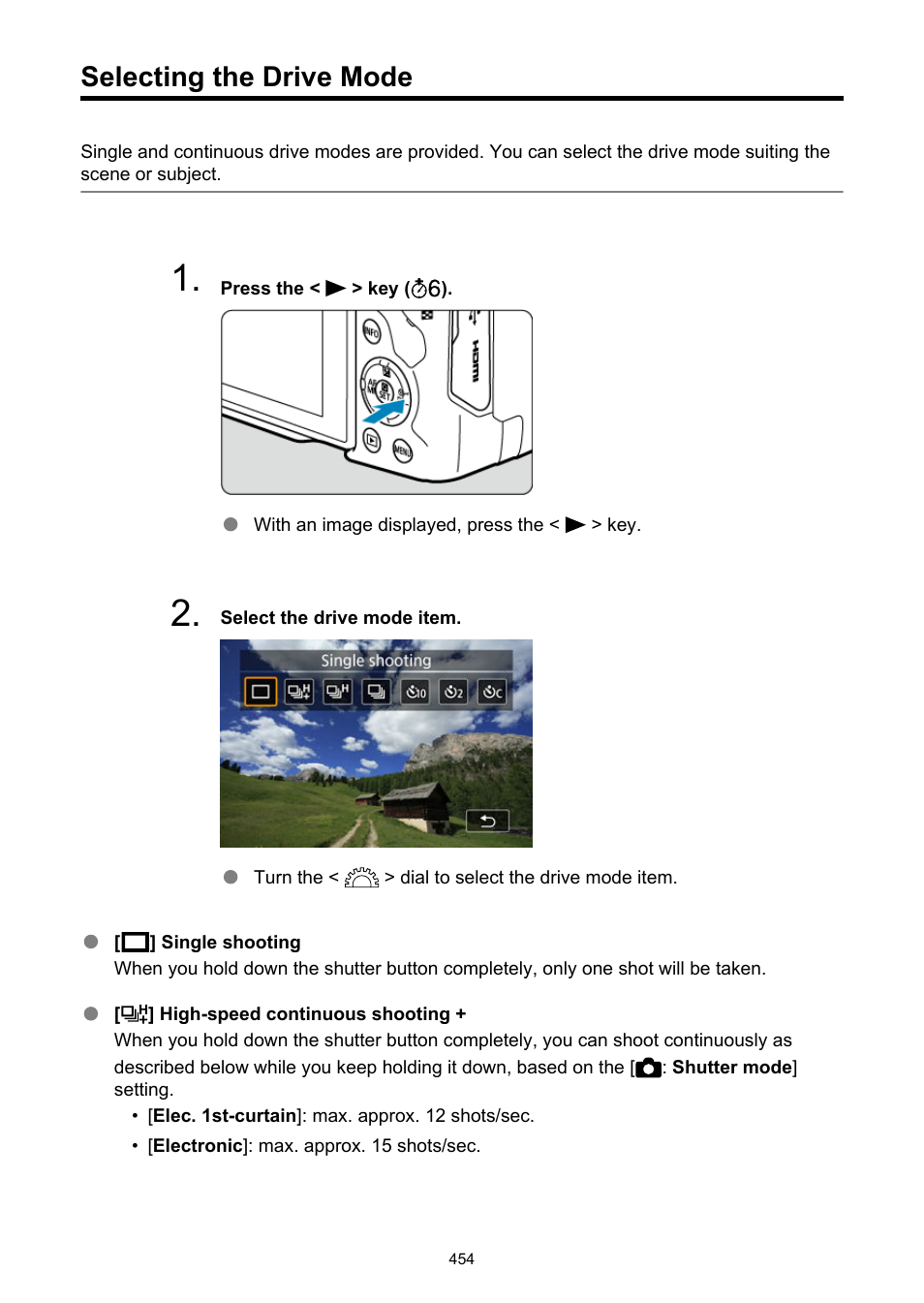 Selecting the drive mode, Drive mode, Selecting the | Canon EOS R50 Mirrorless Camera (White) User Manual | Page 454 / 810