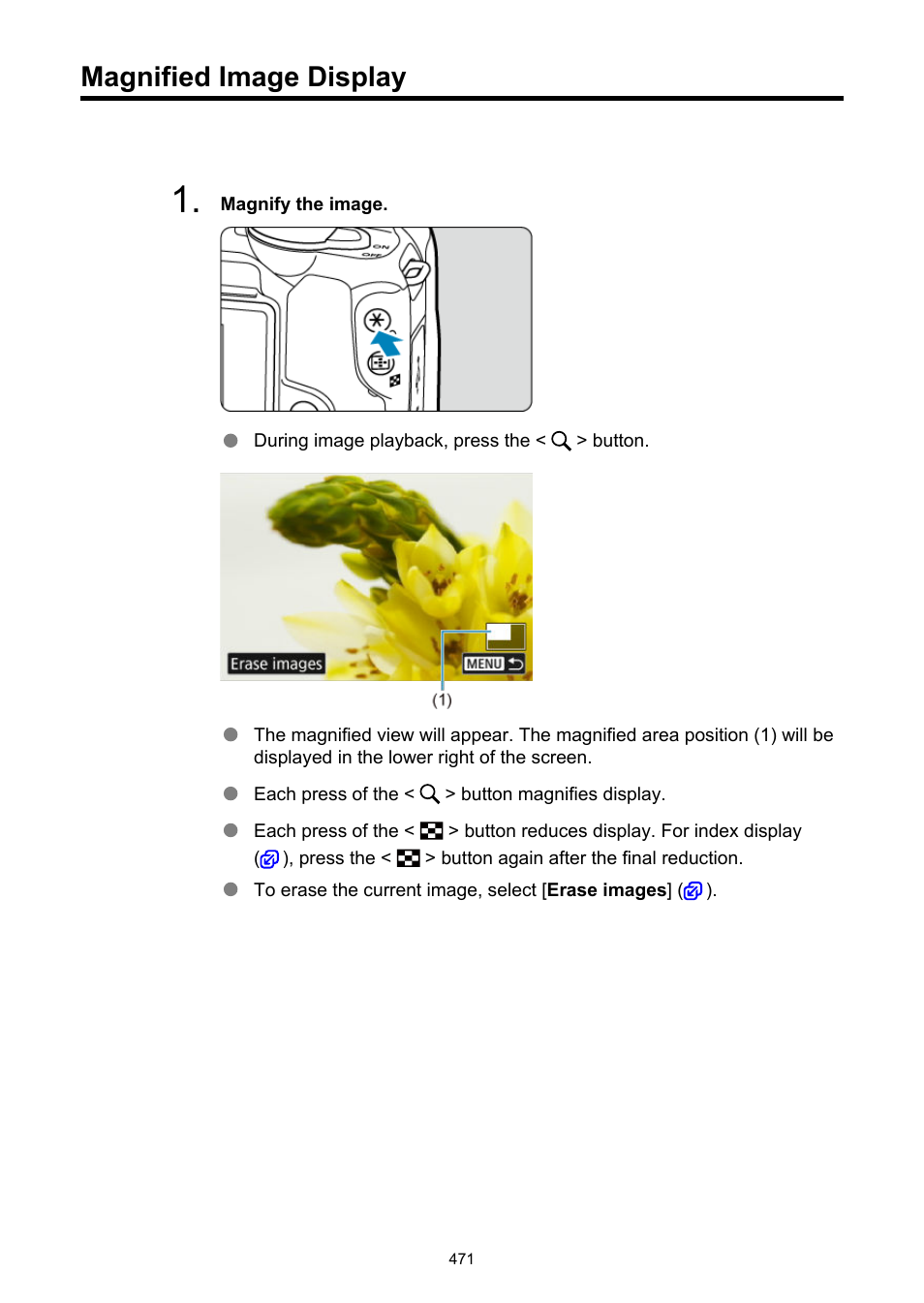 Magnified image display | Canon EOS R50 Mirrorless Camera (White) User Manual | Page 471 / 810