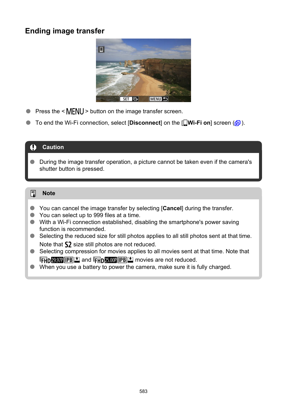 Ending image transfer | Canon EOS R50 Mirrorless Camera (White) User Manual | Page 583 / 810