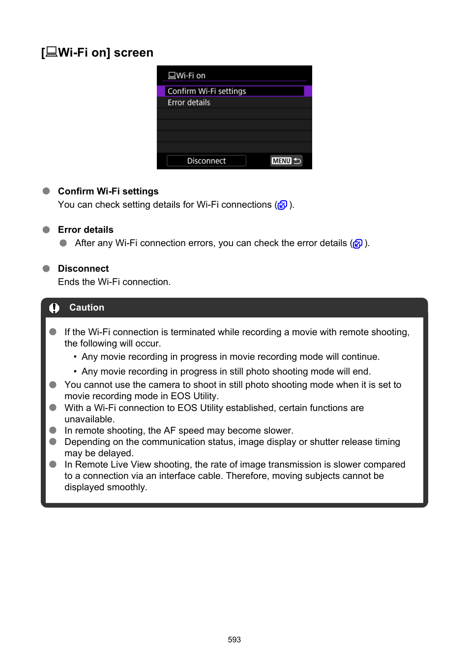 Is displayed on the camera screen, Wi-fi on] screen | Canon EOS R50 Mirrorless Camera (White) User Manual | Page 593 / 810