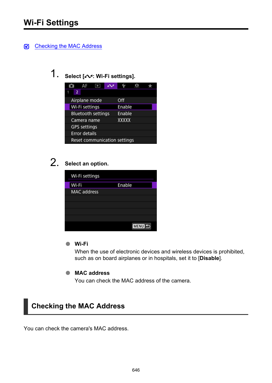 Wi-fi settings, Screen | Canon EOS R50 Mirrorless Camera (White) User Manual | Page 646 / 810