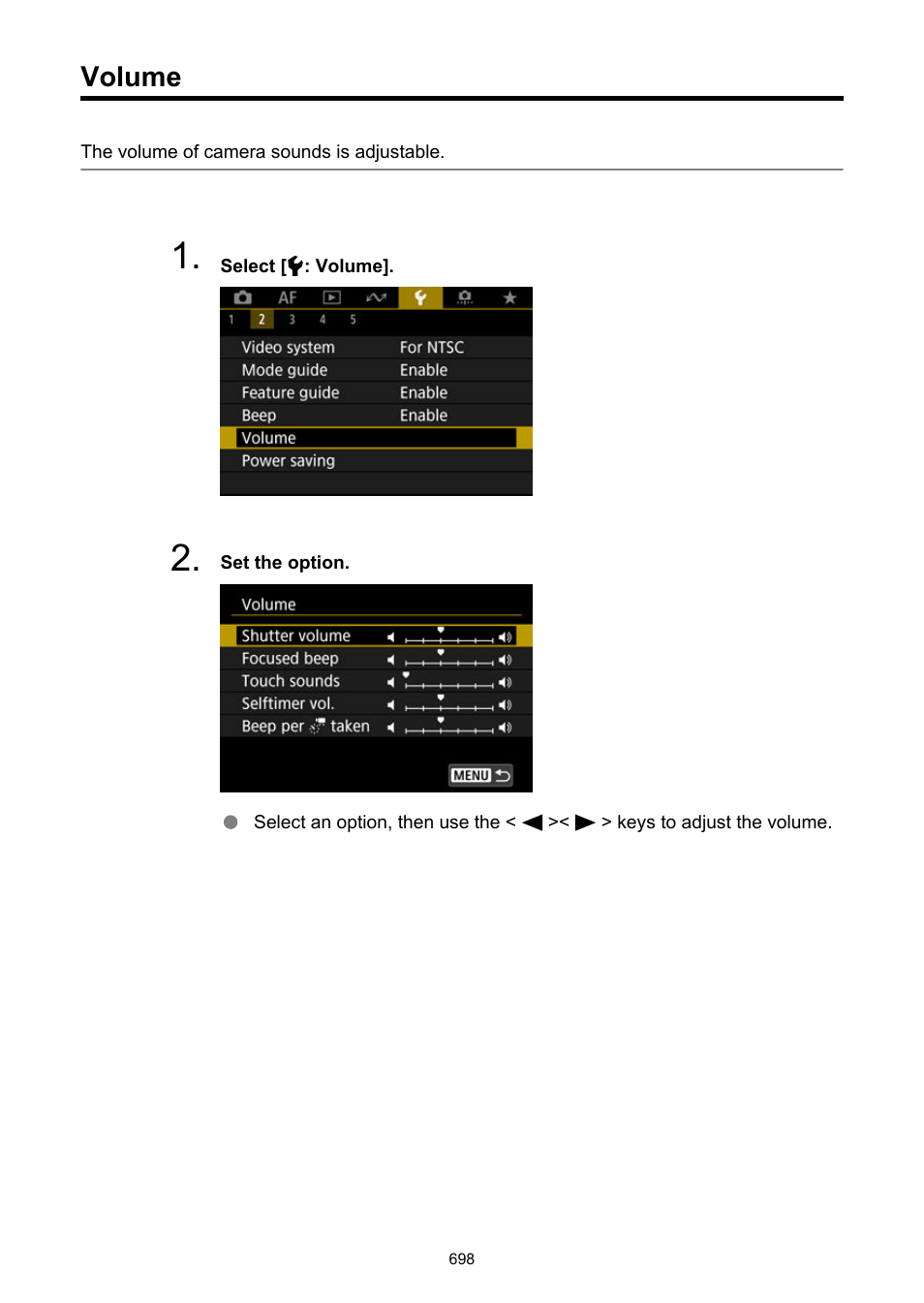 Volume | Canon EOS R50 Mirrorless Camera (White) User Manual | Page 698 / 810