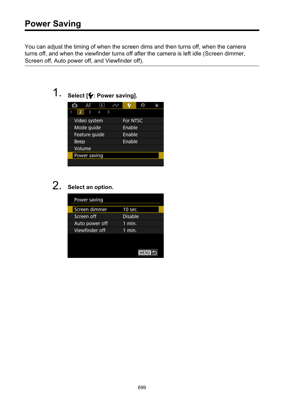 Power saving | Canon EOS R50 Mirrorless Camera (White) User Manual | Page 699 / 810