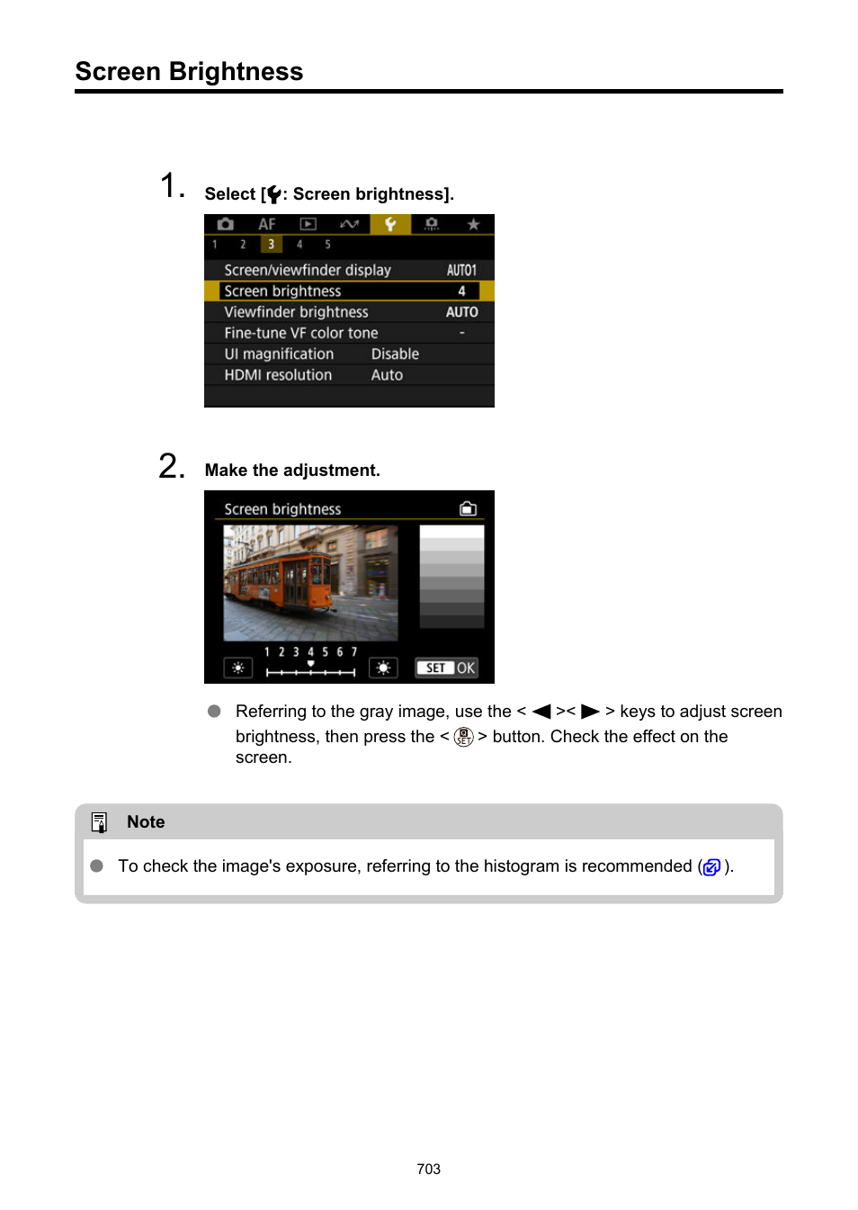 Screen brightness | Canon EOS R50 Mirrorless Camera (White) User Manual | Page 703 / 810