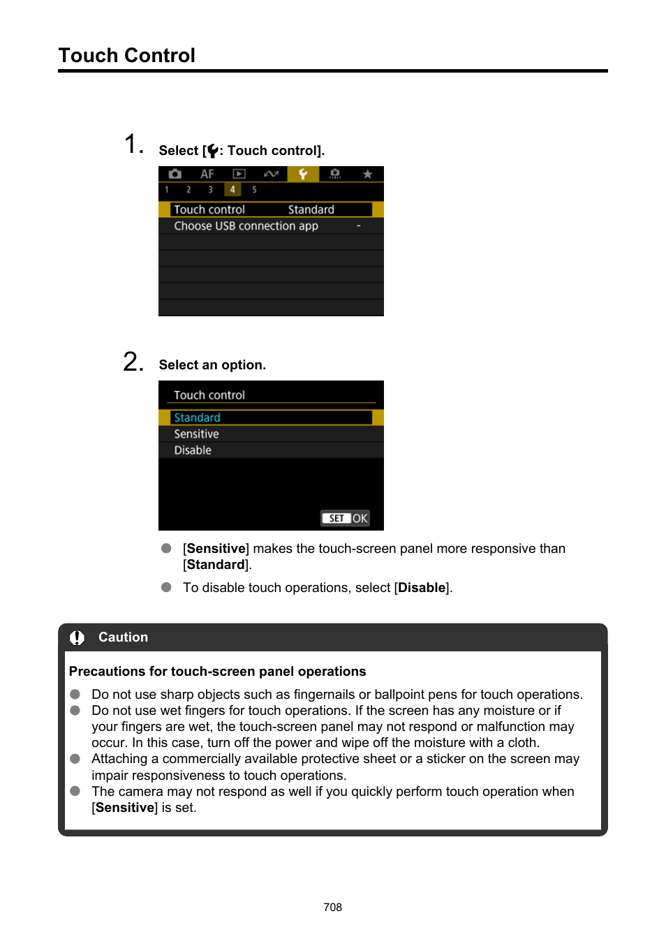 Touch control | Canon EOS R50 Mirrorless Camera (White) User Manual | Page 708 / 810