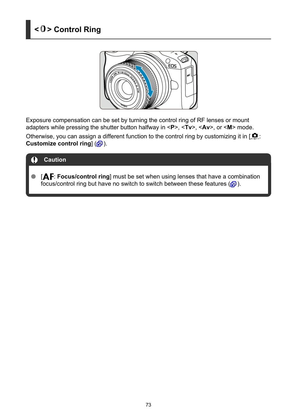 Control ring | Canon EOS R50 Mirrorless Camera (White) User Manual | Page 73 / 810