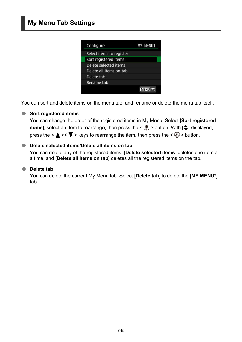 My menu tab settings | Canon EOS R50 Mirrorless Camera (White) User Manual | Page 745 / 810