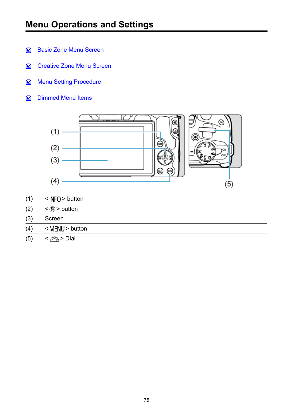 Menu operations and settings | Canon EOS R50 Mirrorless Camera (White) User Manual | Page 75 / 810