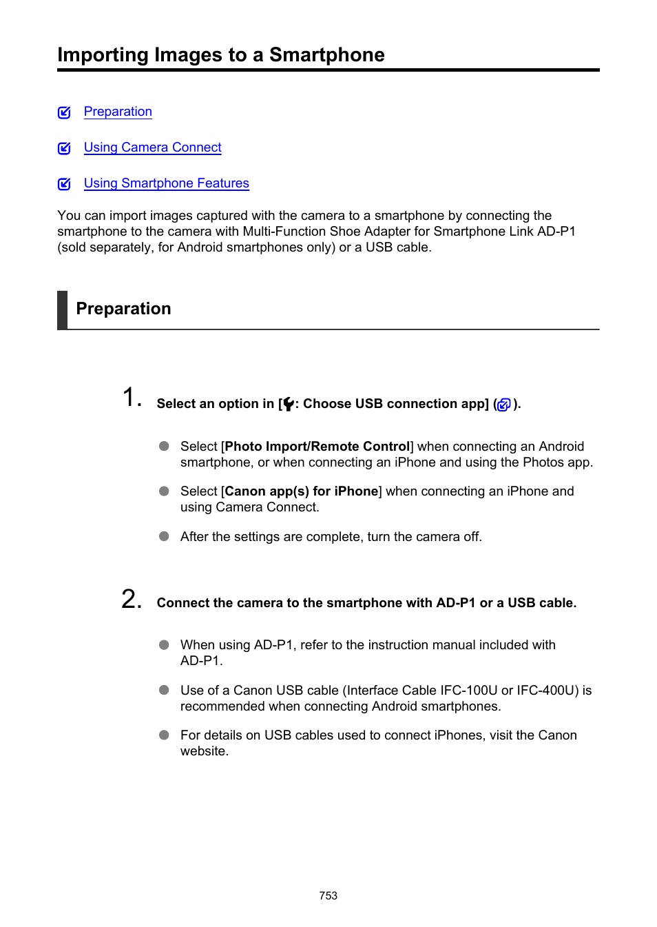 Importing images to a smartphone | Canon EOS R50 Mirrorless Camera (White) User Manual | Page 753 / 810