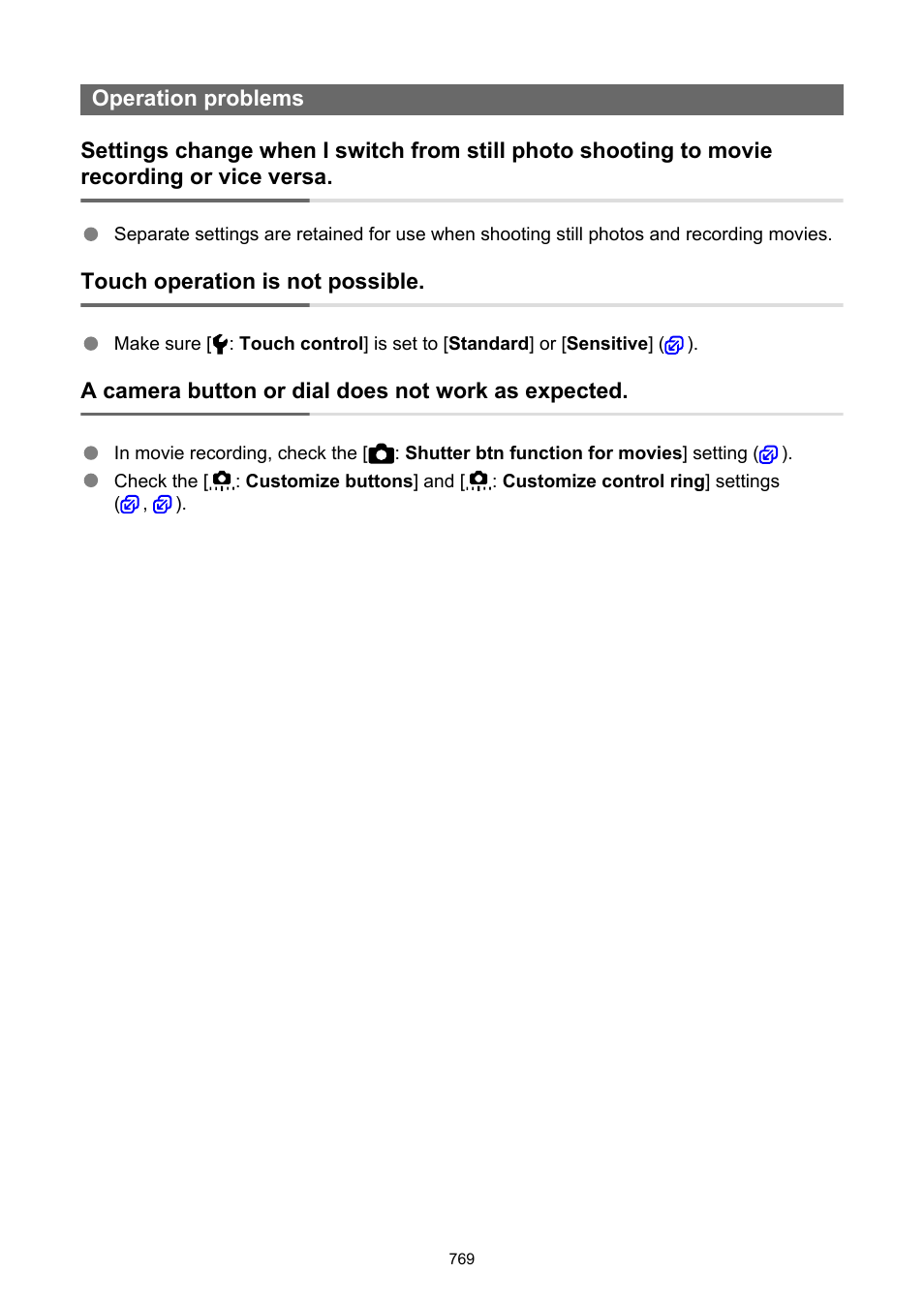Operation problems | Canon EOS R50 Mirrorless Camera (White) User Manual | Page 769 / 810
