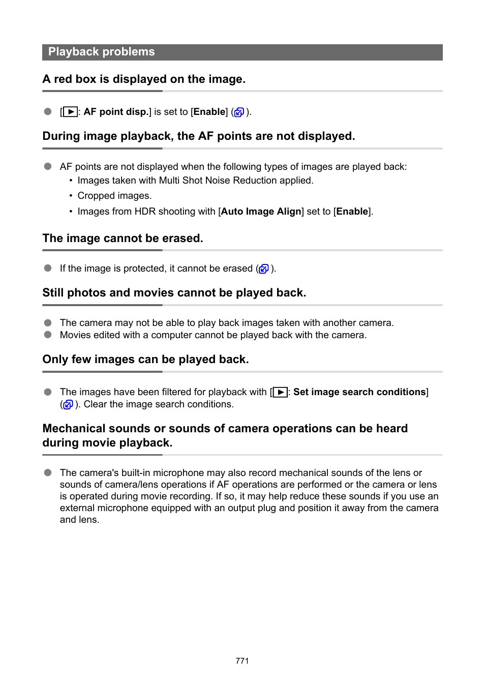 Playback problems | Canon EOS R50 Mirrorless Camera (White) User Manual | Page 771 / 810