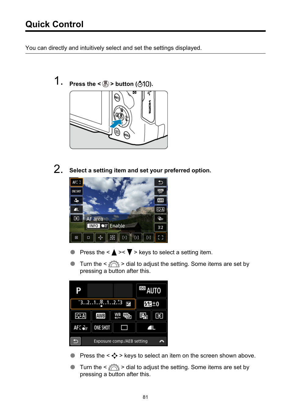 Quick control | Canon EOS R50 Mirrorless Camera (White) User Manual | Page 81 / 810