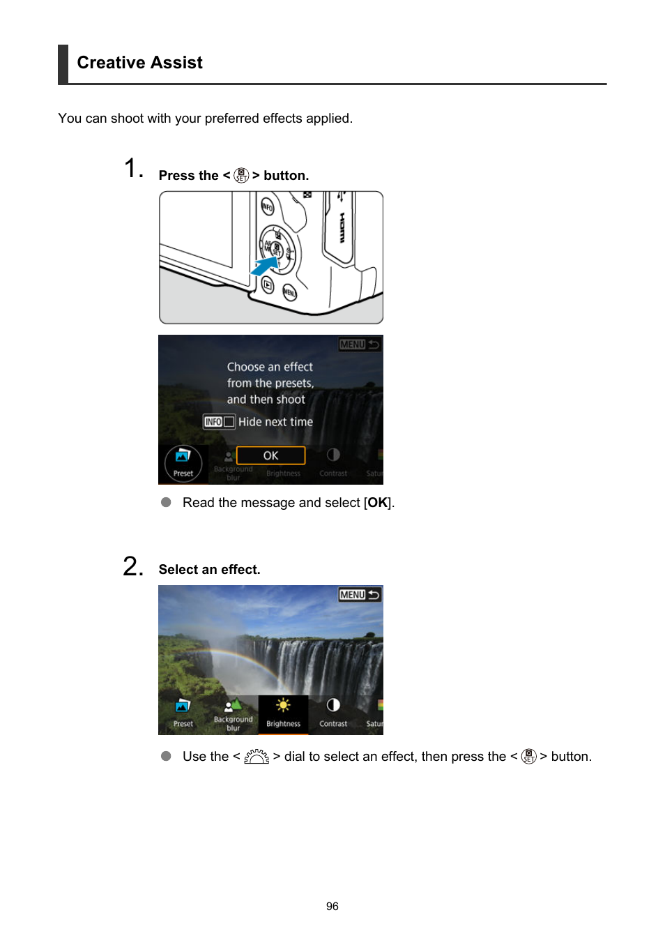 Creative assist | Canon EOS R50 Mirrorless Camera (White) User Manual | Page 96 / 810