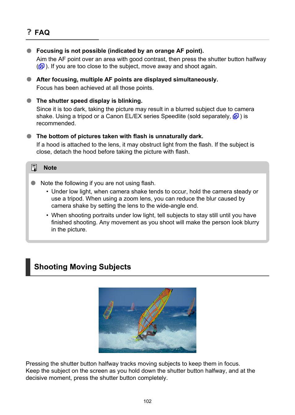 Shooting moving subjects | Canon EOS R6 Mark II Mirrorless Camera with 24-105mm f/4-7.1 Lens User Manual | Page 102 / 1074
