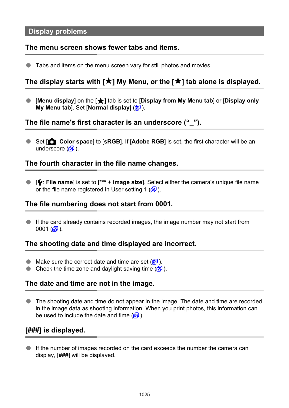 Display problems | Canon EOS R6 Mark II Mirrorless Camera with 24-105mm f/4-7.1 Lens User Manual | Page 1025 / 1074